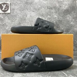 Louis Vuitton Embossed Black Slides
